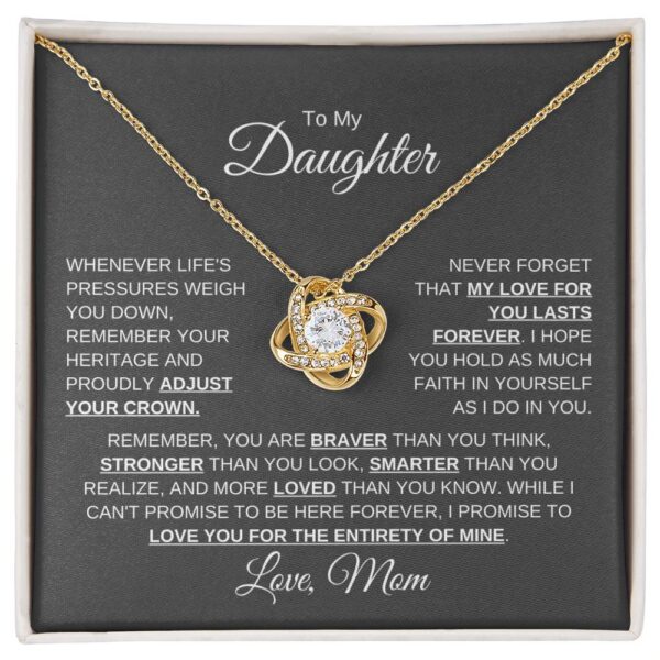 To My Daughter Love Mom | Whenever Life | Love Knot Necklace - Image 2