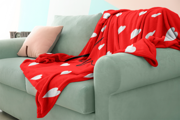 LOVE HEART BLANKET | RED W/WHITE HEARTS - Image 7