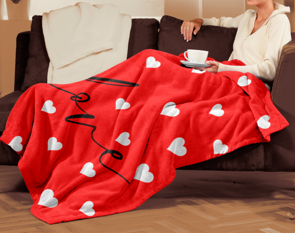 LOVE HEART BLANKET | RED W/WHITE HEARTS - Image 6