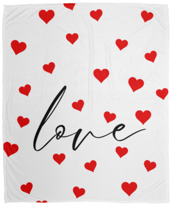 LOVE HEART BLANKET | WHITE W/RED HEARTS - Image 2