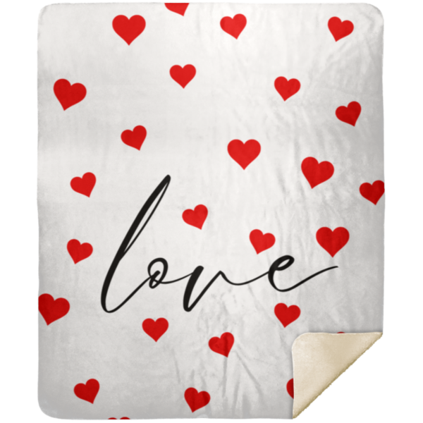 LOVE HEART BLANKET | WHITE W/RED HEARTS - Image 4