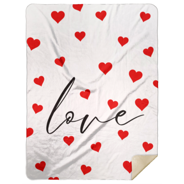 LOVE HEART BLANKET | WHITE W/RED HEARTS - Image 5