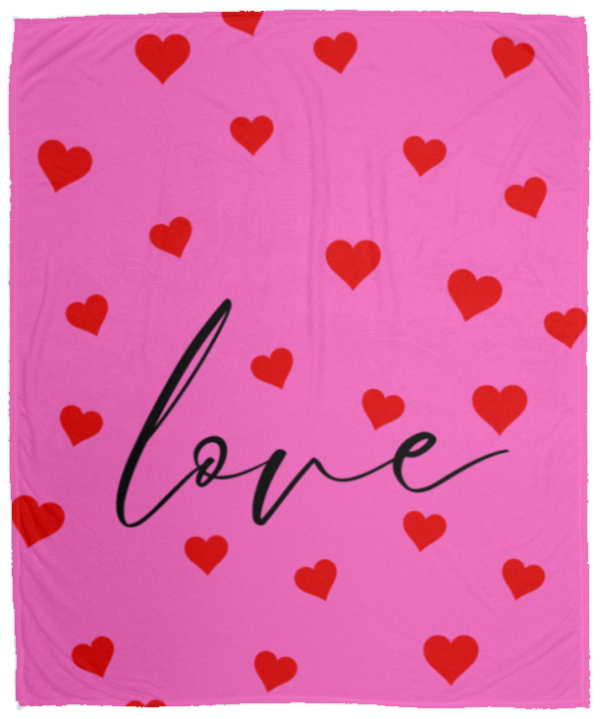 LOVE HEART BLANKET | PINK W/RED HEARTS - Image 2