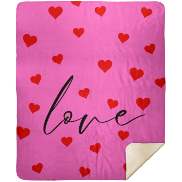 LOVE HEART BLANKET | PINK W/RED HEARTS - Image 4