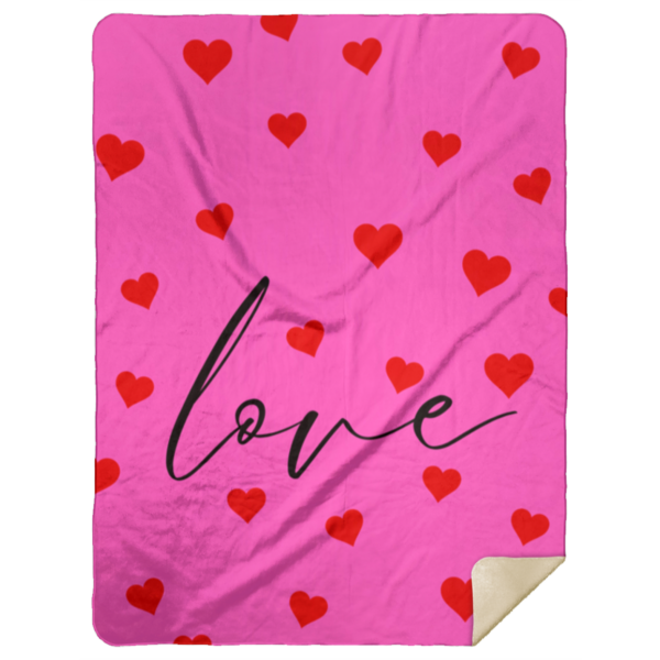 LOVE HEART BLANKET | PINK W/RED HEARTS - Image 5