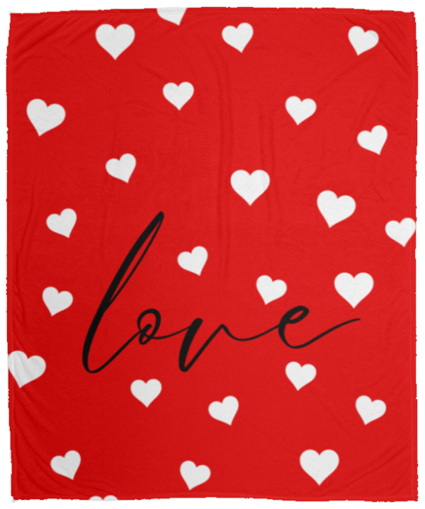 LOVE HEART BLANKET | RED W/WHITE HEARTS - Image 2